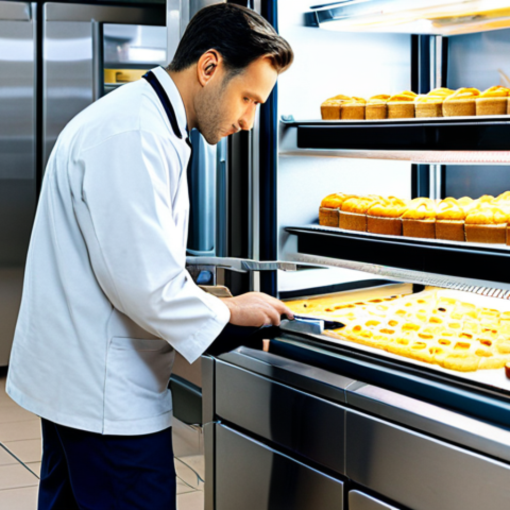 Practical Troubleshooting**
"A refrigeration technician, fully clothed in professional work attire, diagnosing a commercial refrigerator in a Parisian patisserie. Tools are visible, with a focus on technical expertise and problem-solving. The setting includes colorful pastries in the background. Safe for work, appropriate content, professional."
**