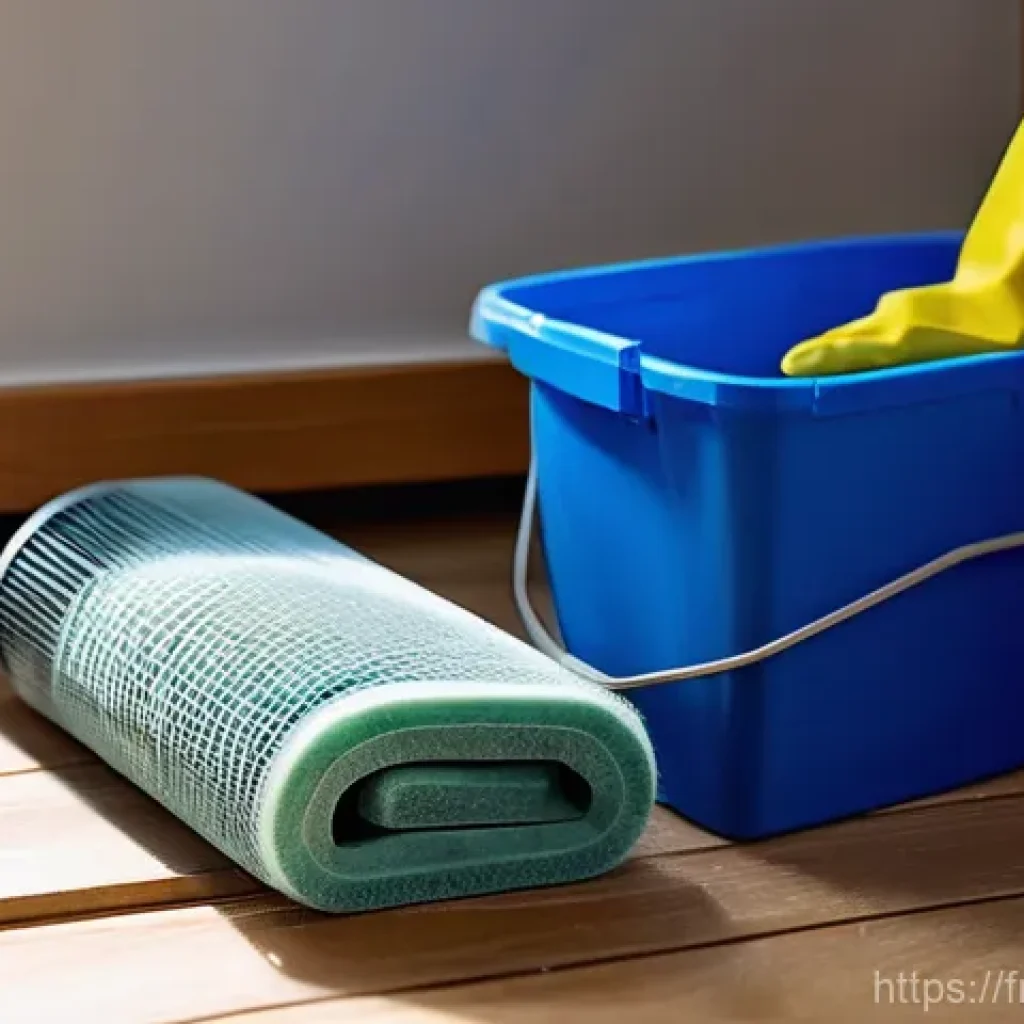 공조냉동기계 실무 사례 공유 - **Prompt 1: Diligent Homeowner Cleaning AC Filter**
"A bright, naturally lit modern living room ...