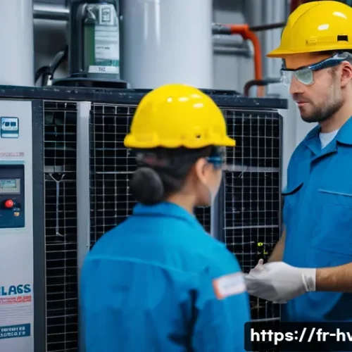 Home 30 공조냉동기계기사와 관련된 추가 자격증 - A professional HVAC technician wearing protective workwear and safety glasses, confidently handling ...