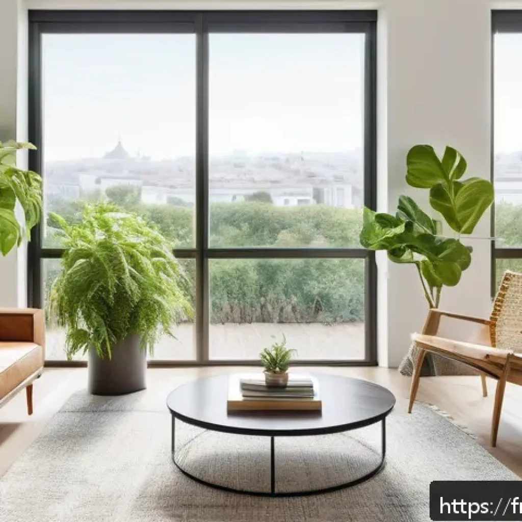 공조냉동기계 설계와 시공의 차이 - A modern residential living room with a sleek, wall-mounted air conditioning unit quietly operating,...