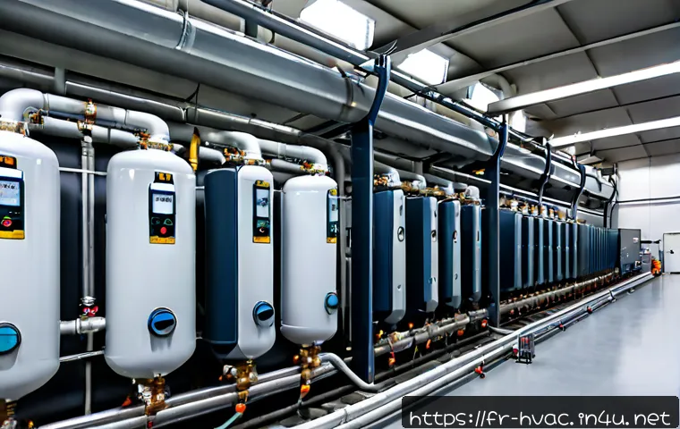 공조냉동기계 시스템의 설계 원리 - Photorealistic HVAC and industrial refrigeration design scene inside a modern French food distributi...